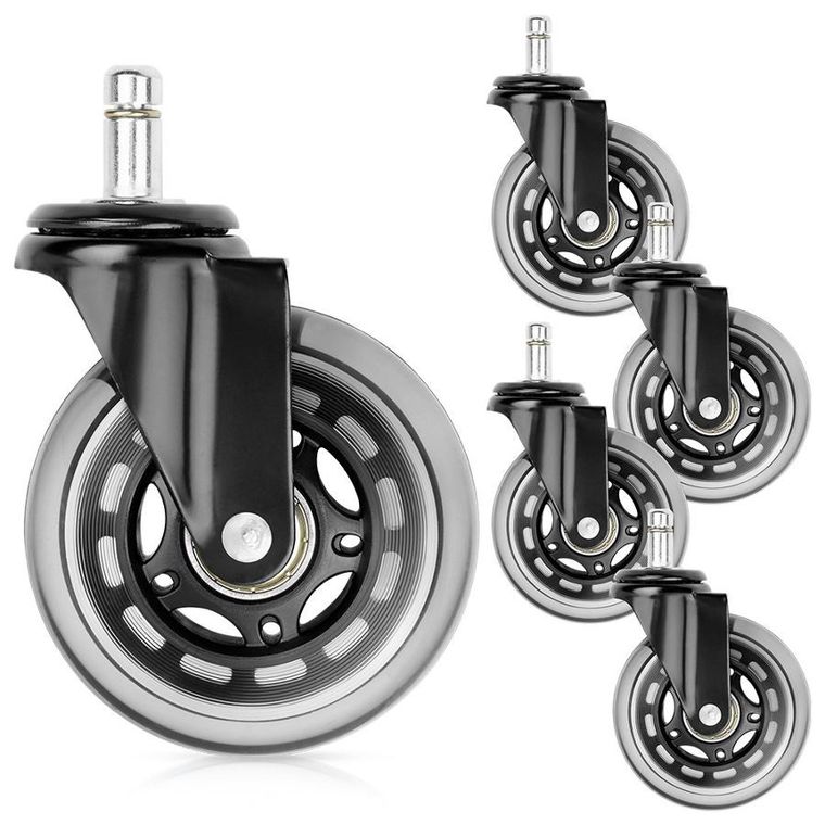 Vilde, kółka do fotela kauczukowe, 7,5 cm/10 mm, 5 szt.