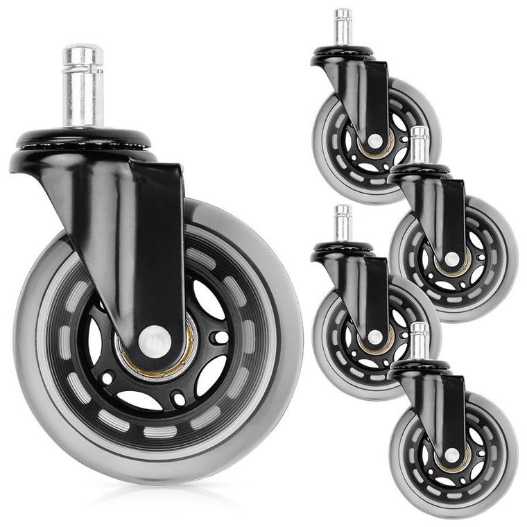 Vilde, kółka do fotela kauczukowe, 7,5 cm/11 mm, 5 szt.