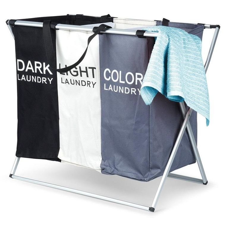 Vilde, kosz na pranie, składany, trzykomorowy, 105l