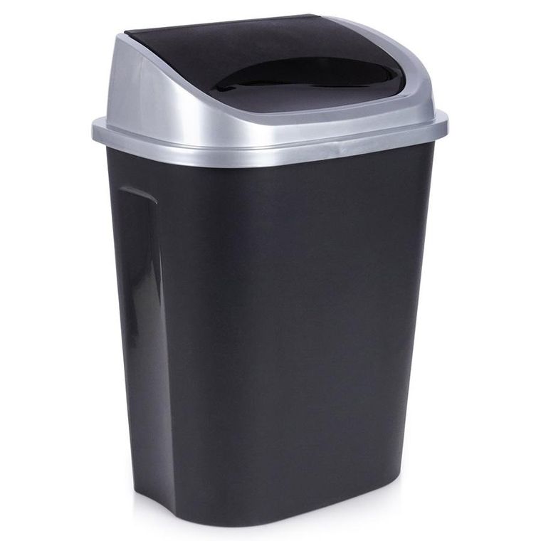 Vilde, kosz na śmieci plastikowy, czarny, 25 l