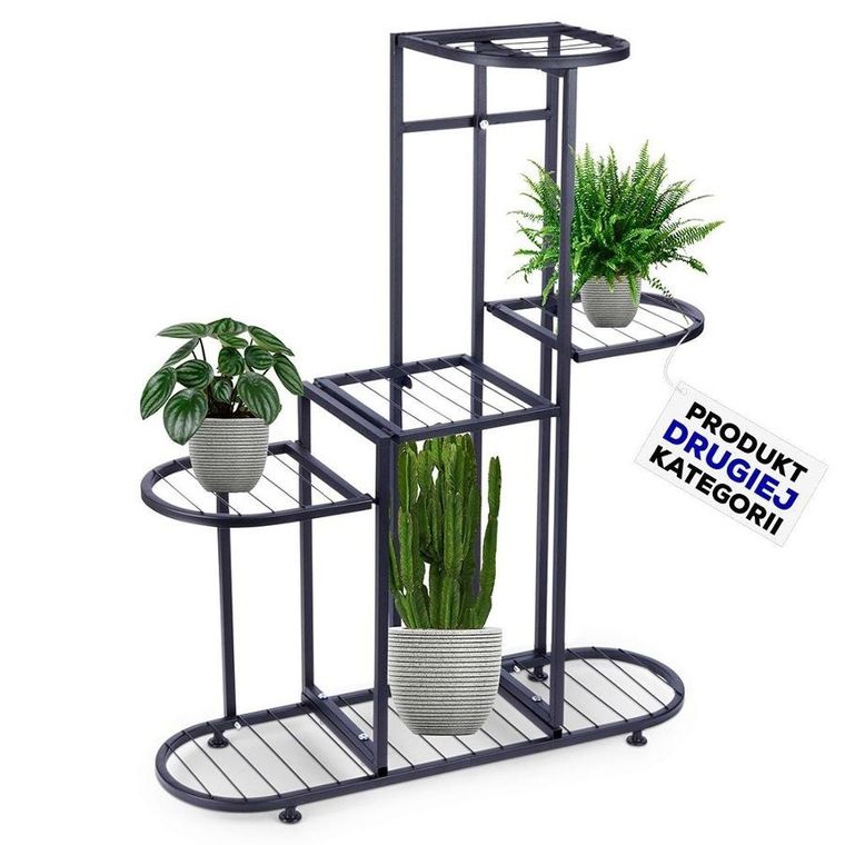 Vilde, kwietnik metalowy 5-poziomowy, czarny, 84,5 cm