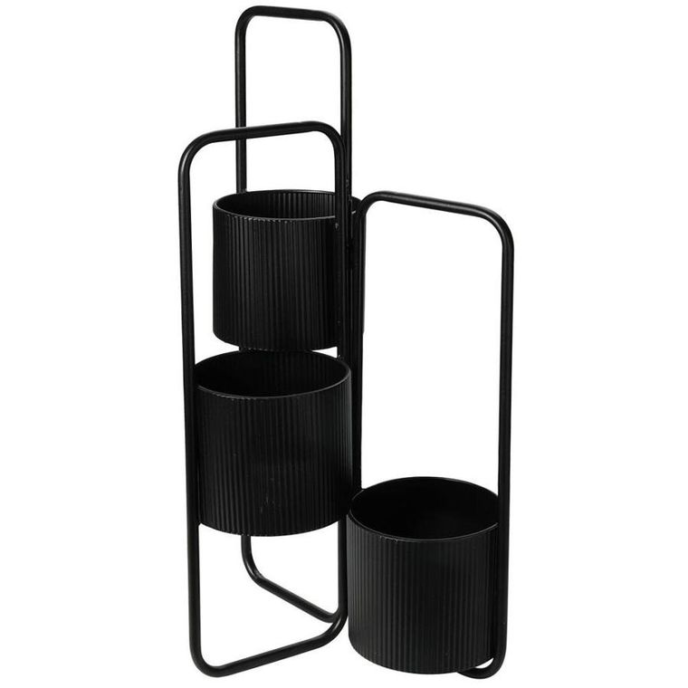 Vilde, kwietnik metalowy, czarny, 3-poziomowy, 33-24-57 cm