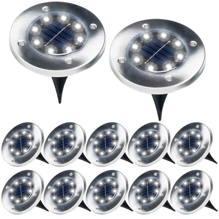 Vilde, lampki ogrodowe solarne LED, stalowe, wbijane, 11,5 cm, 12 szt.