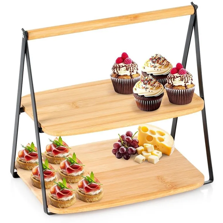 Vilde, patera bambusowa, 2-piętrowa, 28-20-27,5 cm