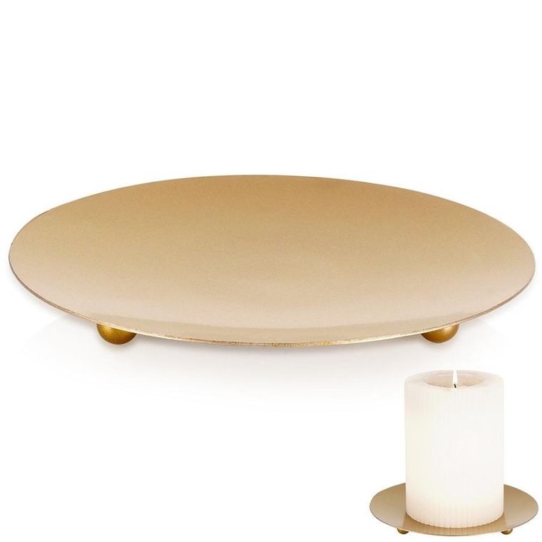 Vilde, podstawka pod świece, metalowa, złota, 12 cm