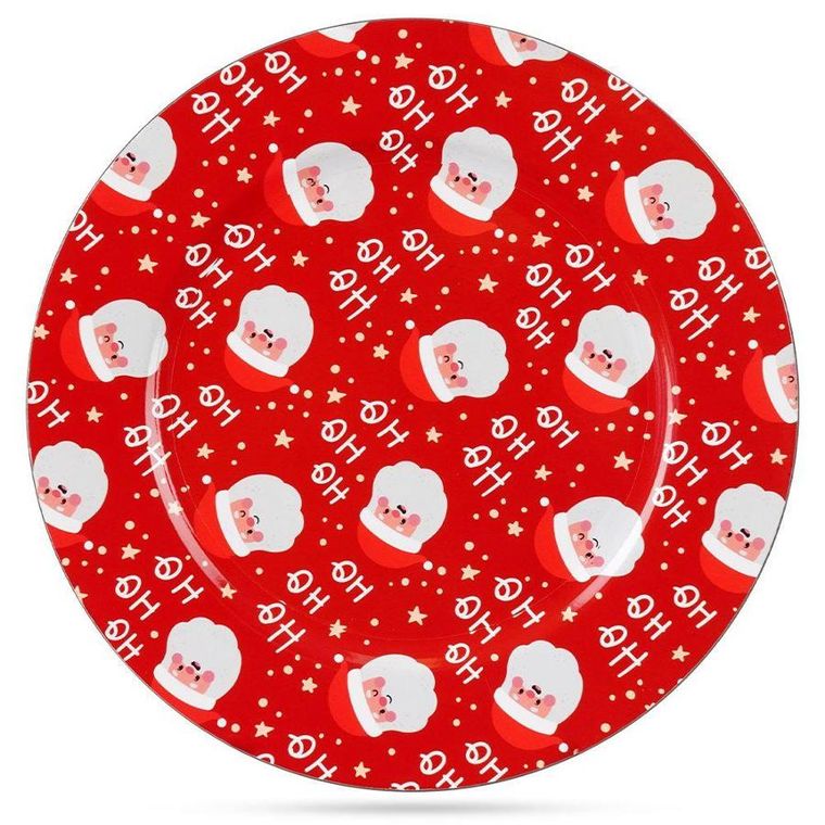 Vilde, podtalerz świąteczny dekoracyjny, czerwony, Mikołaj, 33 cm