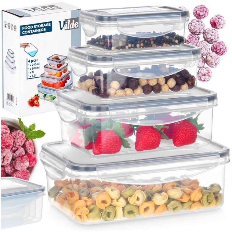 Vilde, pojemniki na żywność z pokrywką i uszczelką, 4 szt.