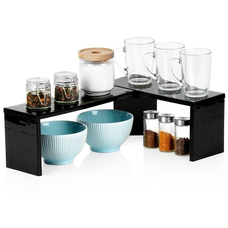 Vilde, półka kuchenna, narożna, czarna, 47-32-15,5 cm