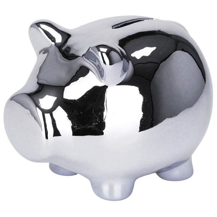 Vilde, skarbonka ceramiczna, srebrna lustrzana, 11.5-9 cm