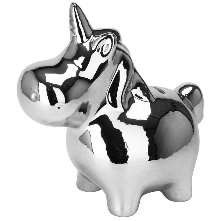 Vilde, skarbonka ceramiczna, srebrna lustrzana, 18-10.5 cm