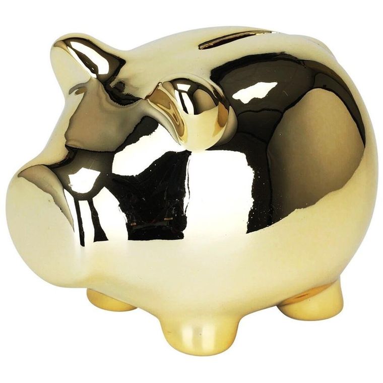 Vilde, skarbonka ceramiczna, złota lustrzana, 11.5-9 cm