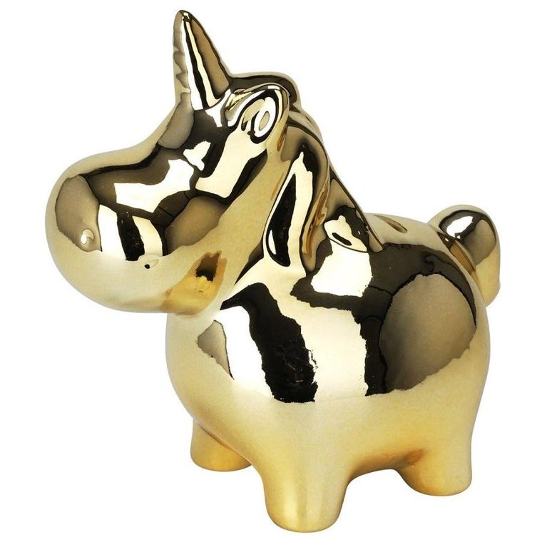 Vilde, skarbonka ceramiczna, złota lustrzana, 18-10.5 cm