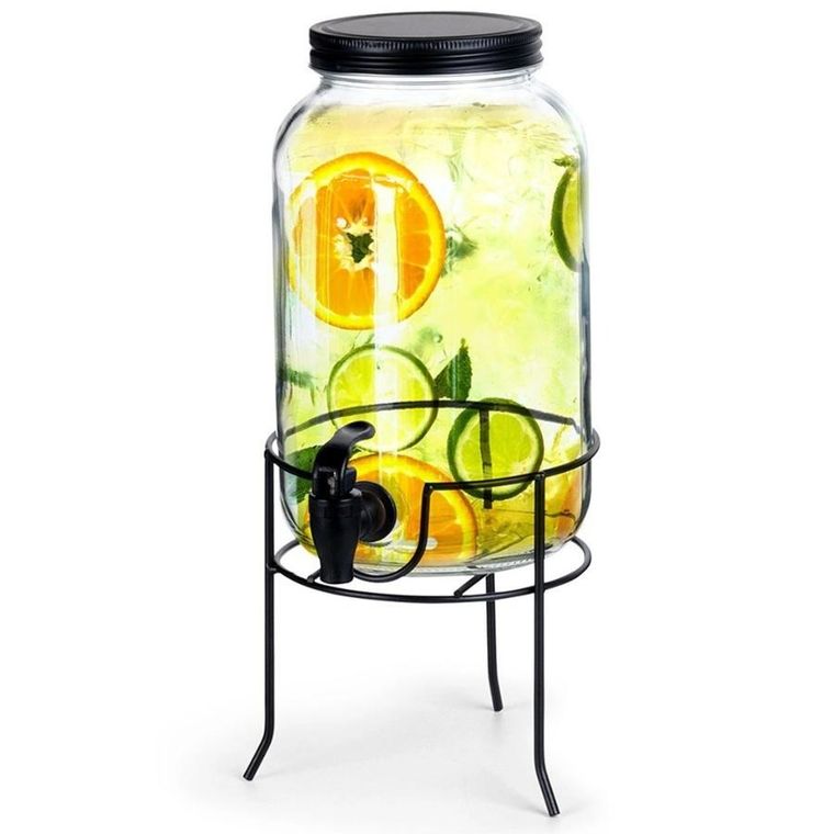 Vilde, słój szklany do napojów z kranikiem i stojakiem, 3,2l