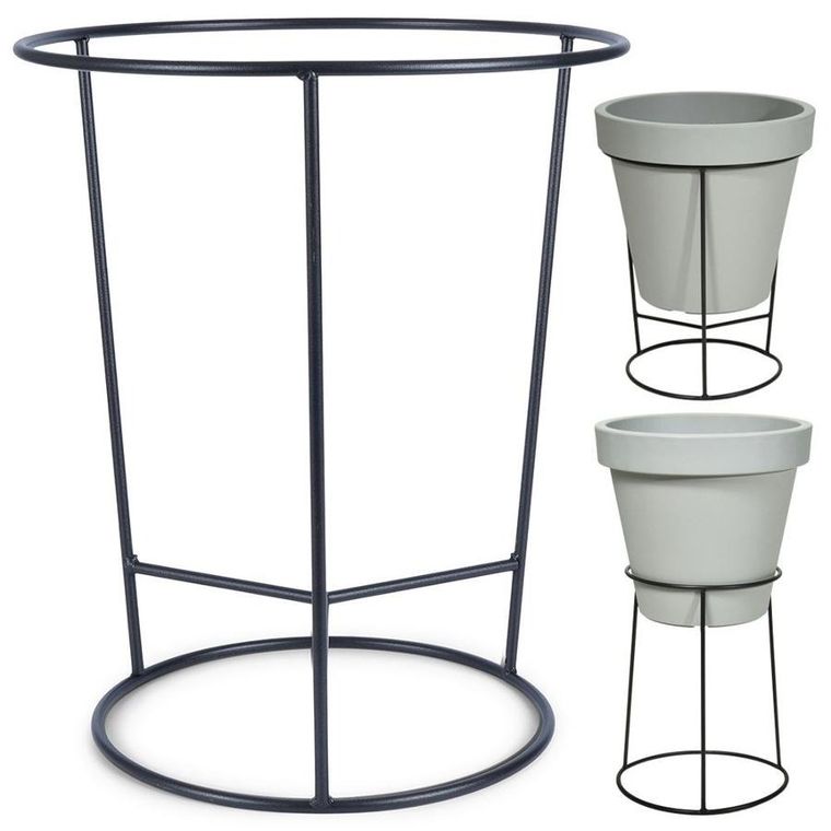 Vilde, stojak na doniczkę, metalowy czarny, dwustronny, 45-53cm