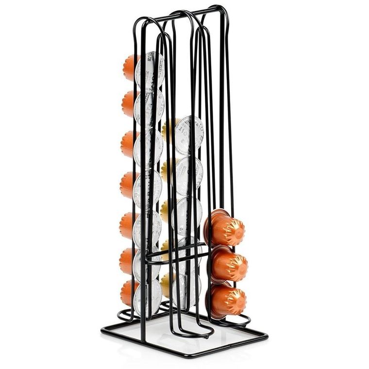 Vilde, stojak na kapsułki do kawy, nespresso, metalowy, czarny, 30 cm