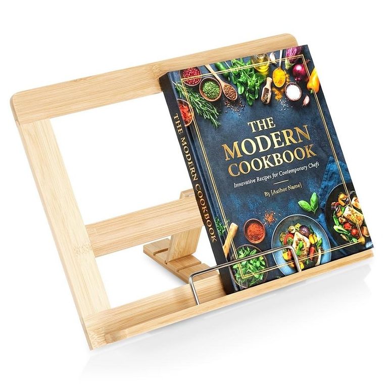 Vilde, stojak na książkę kucharską, bambusowy, regulowany