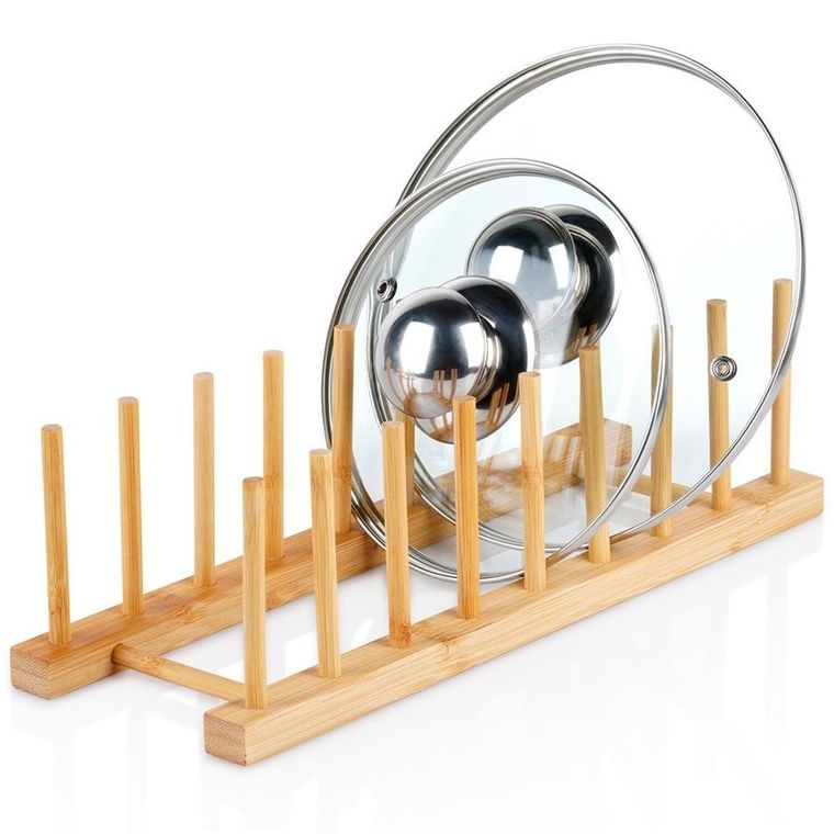 Vilde, stojak na pokrywki i talerze bambusowy, 34.5-12-12 cm