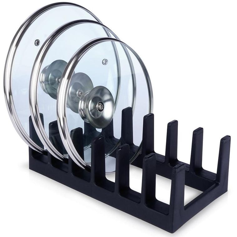 Vilde, stojak na pokrywki i talerze czarny, 28-15-9 cm