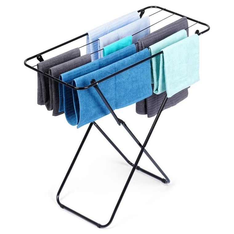 Vilde, suszarka na pranie metalowa, czarna składana 93-43-88 cm