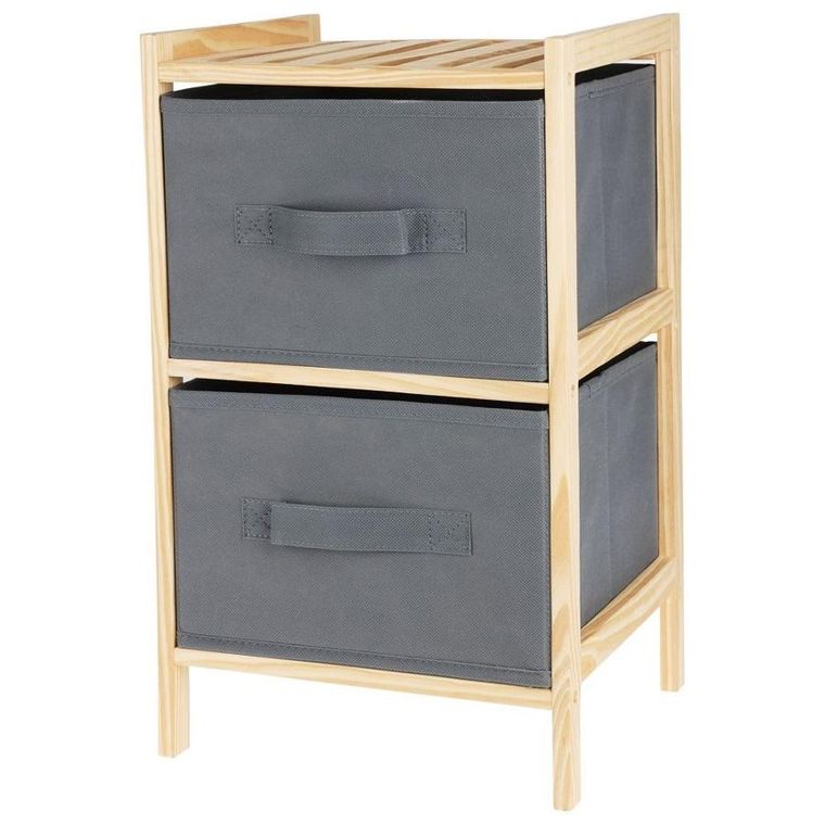 Vilde, szafka drewniana szara z dwoma szufladami, 46 cm