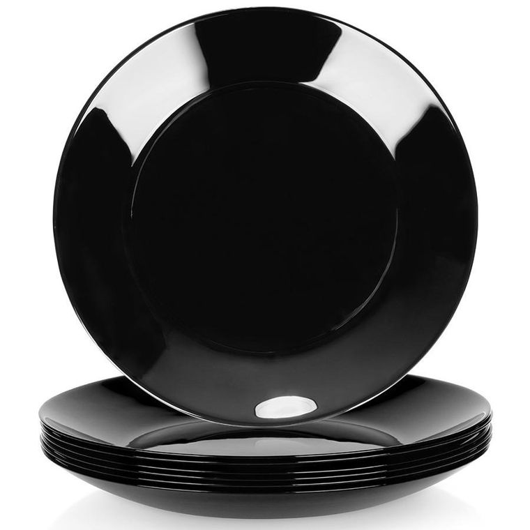 Vilde, talerze deserowe szklane, czarne, 18 cm, 6 szt.