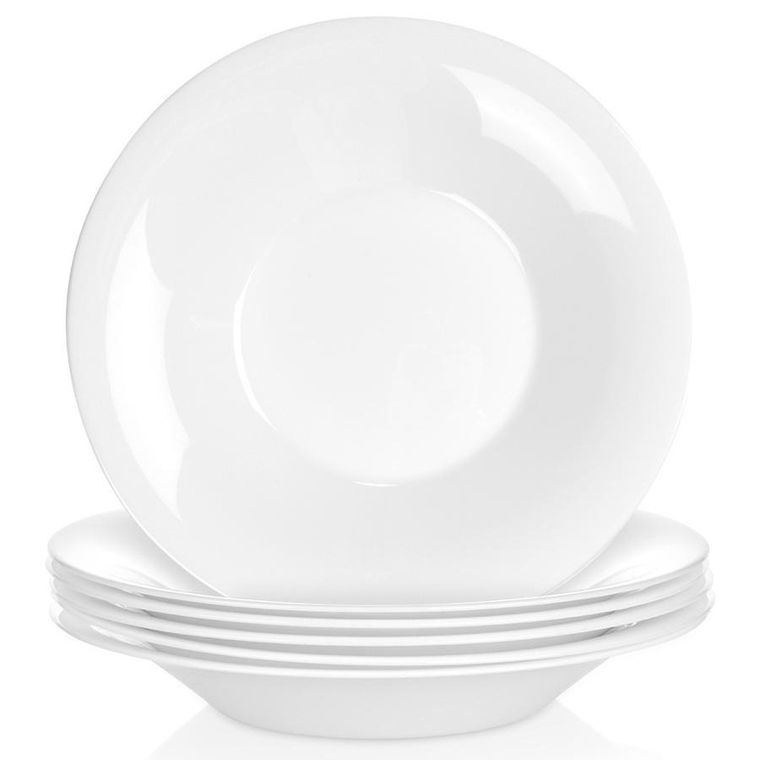 Vilde, talerze obiadowe głębokie, szklane, białe, 21,5 cm, 400 ml, 6 szt.