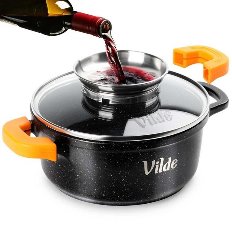 Vilde, Terruna Aroma, garnek ze szklaną pokrywką, granitowy, 16 cm, 1,2l