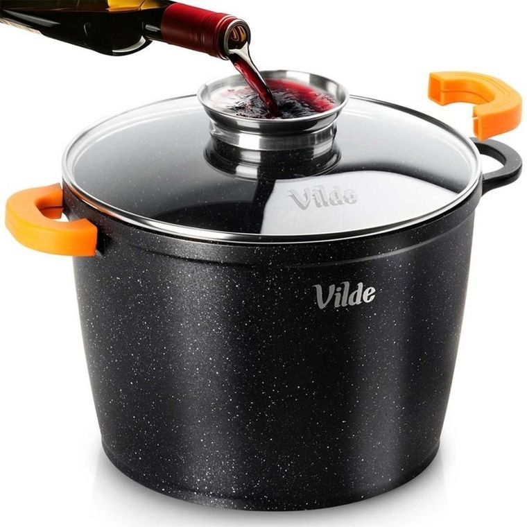 Vilde, Terruna Aroma, garnek ze szklaną pokrywką, granitowy, 24 cm, 6,7l