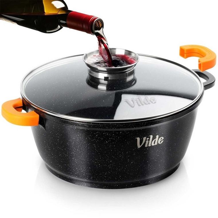 Vilde, Terruna Aroma, garnek ze szklaną pokrywką, granitowy, 28 cm, 5,8l