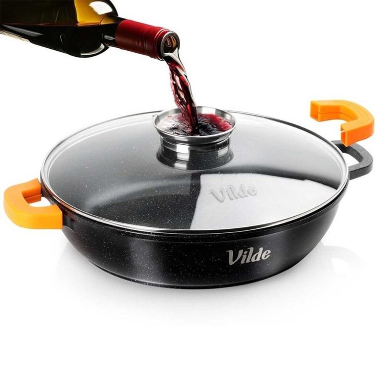 Vilde, Terruna Aroma, patelnia granitowa, ze szklaną pokrywką, głęboka, 32 cm, 4,7l