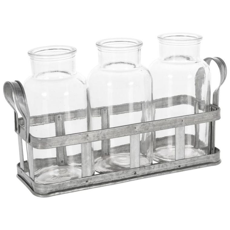 Vilde, wazon na kwiaty ze stojakiem, szklany, 3 szt.