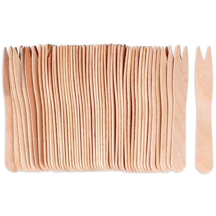 Vilde, widelczyki do przekąsek, frytek, drewniane, 8,5 cm, 50 szt.