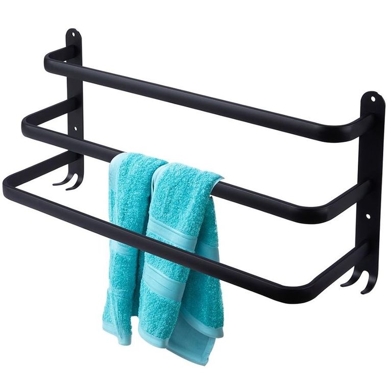 Vilde, wieszak na ręczniki aluminiowy, czarny, 50 cm
