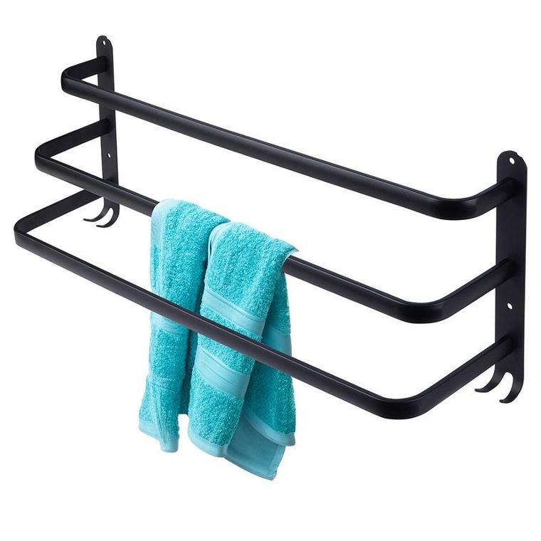 Vilde, wieszak na ręczniki aluminiowy, czarny, 60 cm