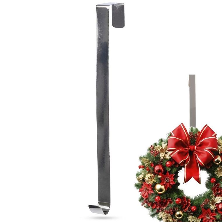 Vilde, wieszak na wianek metalowy srebrny, 30 cm