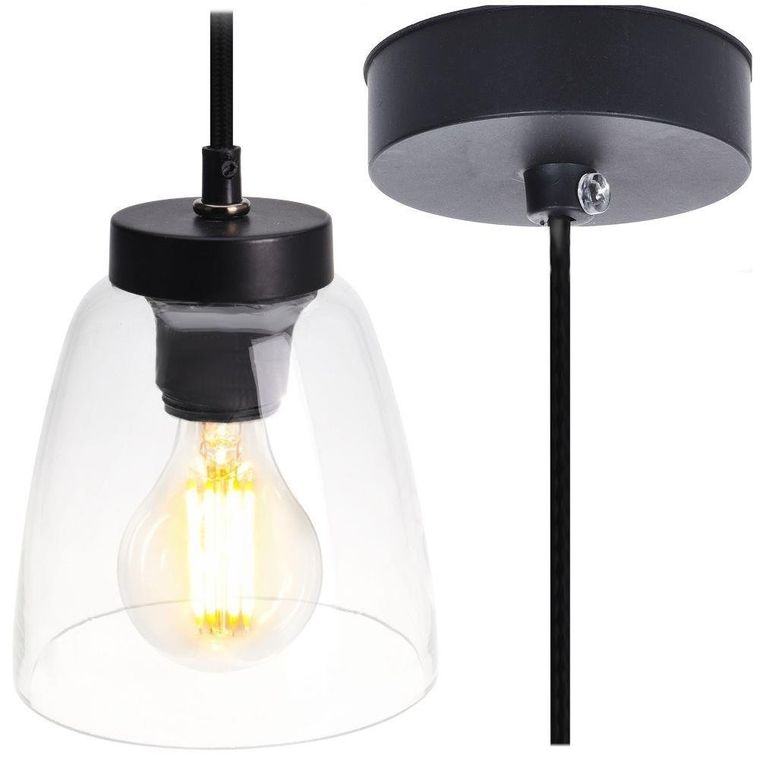 Vilde, wisząca lampa szklana, przezroczysta