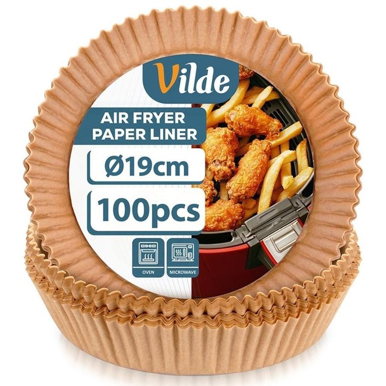 Vilde, wkład do frytkownicy beztłuszczowej Air Fryer, papierowy, okrągły, 19 cm, 100 szt.