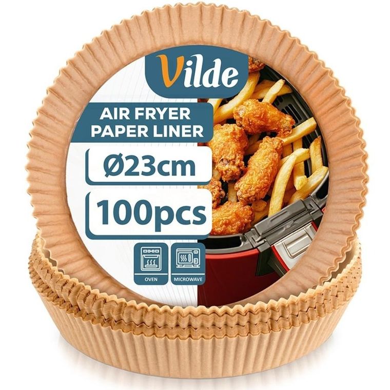 Vilde, wkład do frytkownicy beztłuszczowej Air Fryer, papierowy, okrągły, 23 cm, 100 szt.