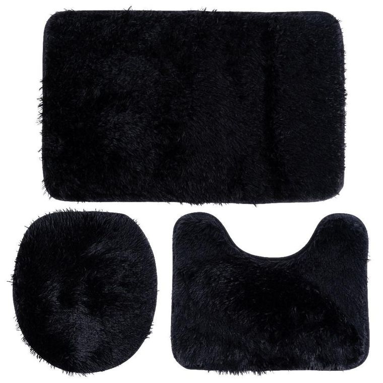 Vilde, Zestaw dywaników łazienkowych, czarny, 3 elementy