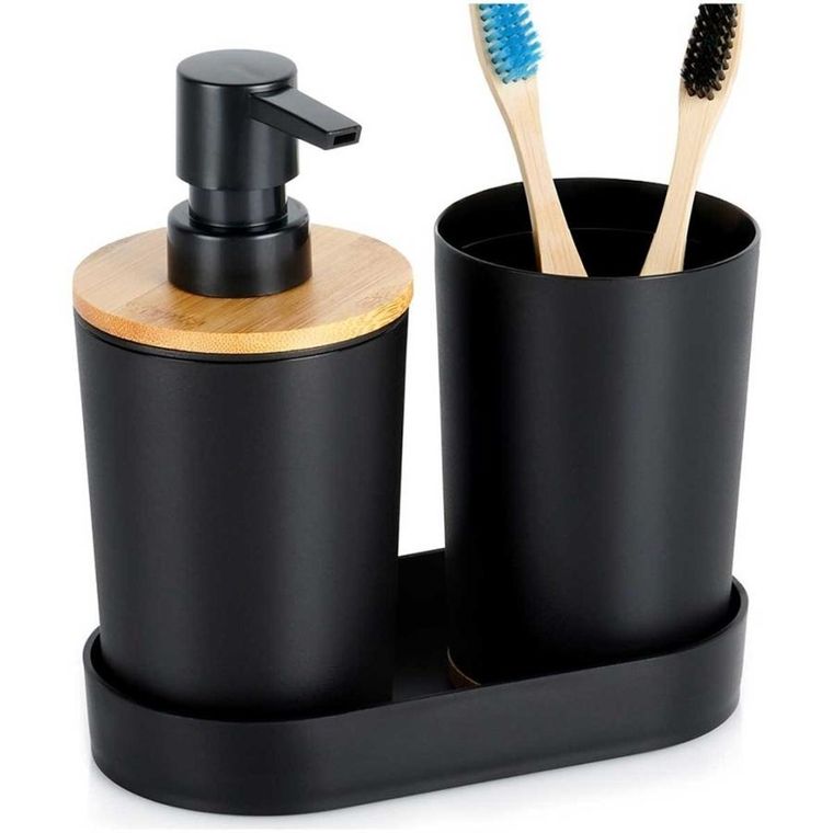 Vilde, zestaw łazienkowy, czarny, 3 el.