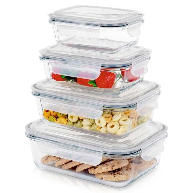 Vilde, zestaw szklanych pojemników na żywność z pokrywami i uszczelkami