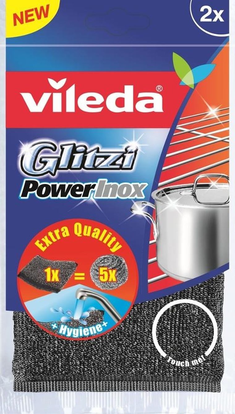 Vileda, Glitzi Power, zmywak, inox, 2 szt.