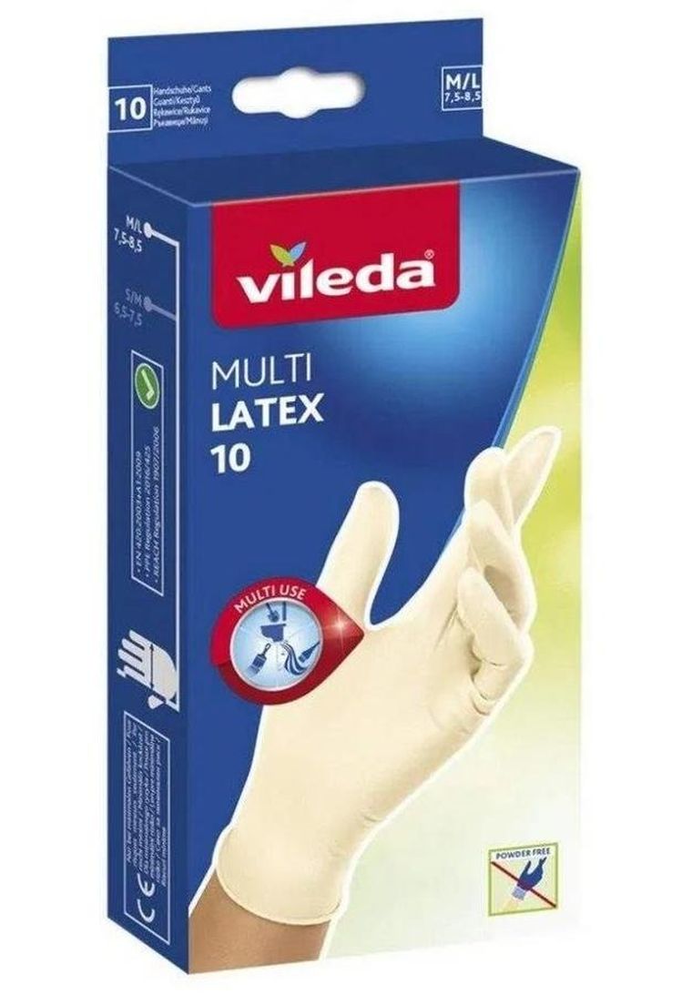 Vileda, Natural Latex, rękawice lateksowe, rozmiar M/L, 10 szt.
