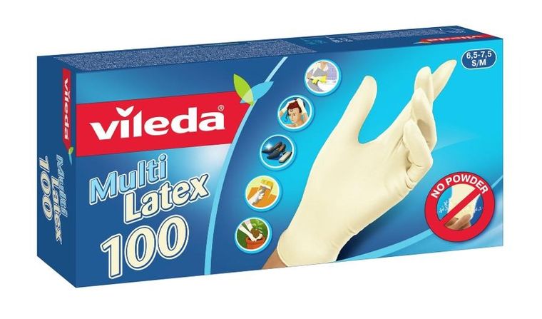 Vileda, Natural Latex, rękawice lateksowe, rozmiar S/M, 100 szt