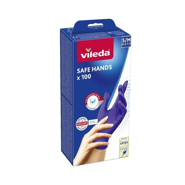 Vileda, Safe Hands, rękawice nitrylowe, rozmiar S/M, 100 szt.