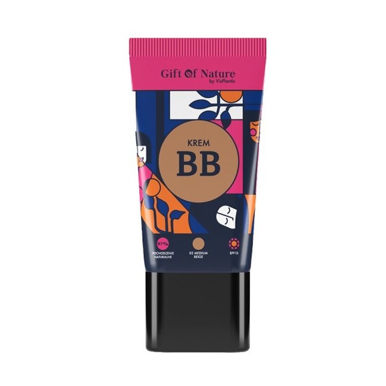 Vis Plantis, Gift Of Nature, krem BB, nr 02 Medium Beige, 30 ml
