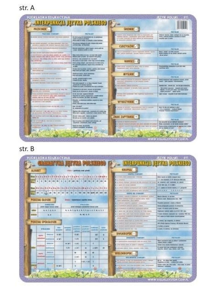 Visual System, podkładka na biurko, mata, Alfabet, znaki interpunkcyjne
