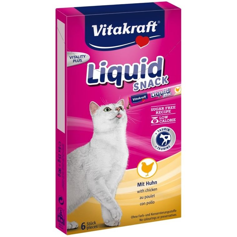 Vitakraft, Cat Liquid Snack, przysmak dla kota w płynie, kurczak, tauryna, 6 szt.