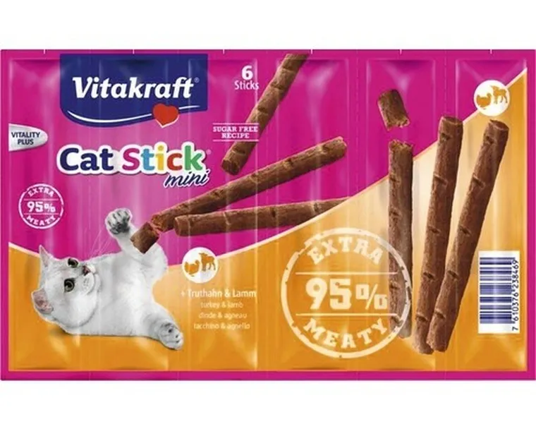 Vitakraft, Cat Stick Mini, przysmak dla kota, indyk/jagnięcina, 6 szt.