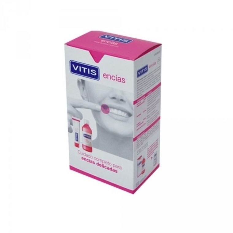 Vitis, Gingival, zestaw 3w1: płyn do płukania jamy ustnej, 500 ml + pasta do zębów, 100 ml + szczoteczka